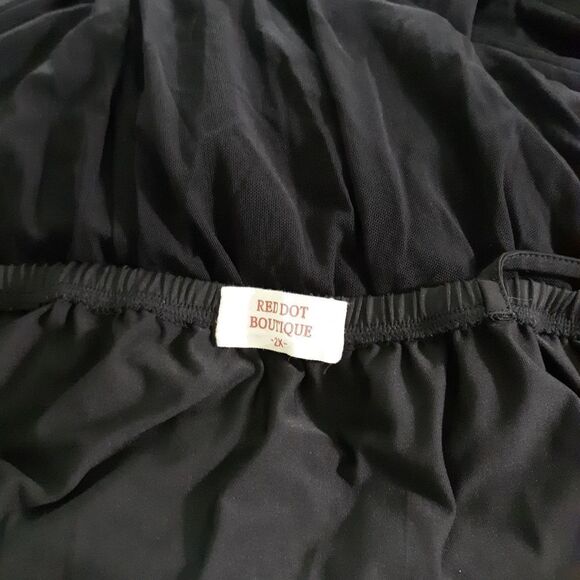 Red Dot Boutique plus size sheer mesh  embroidery chiffon high low maxi dress - Picture 5 of 5